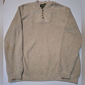 Eddie Bauer Heritage Sweater Men's XLT 1/4 Button Henley Cotton Cable Knit